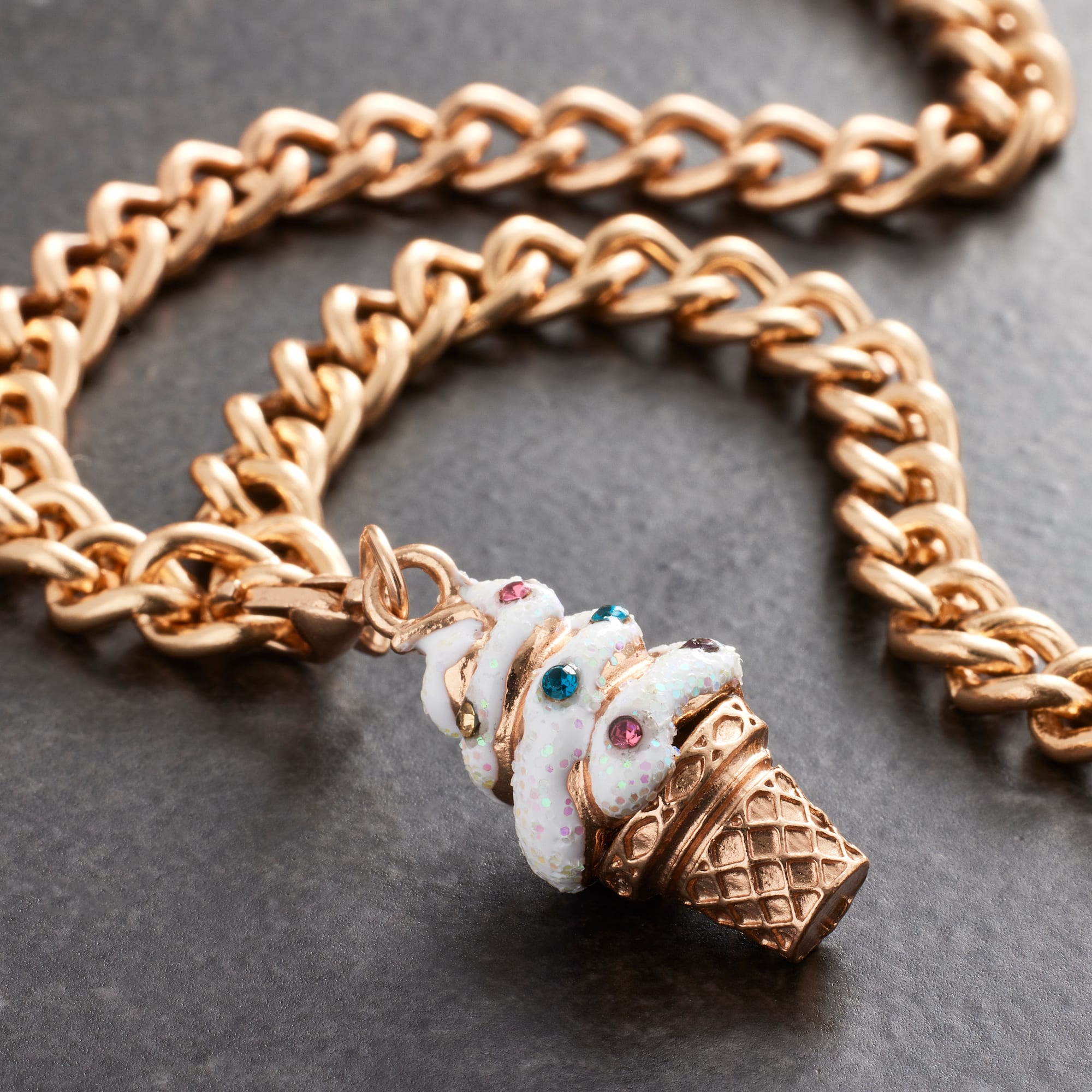 12 Pack: Charmalong™ Gold Ice Cream Cone Charm by Bead Landing™